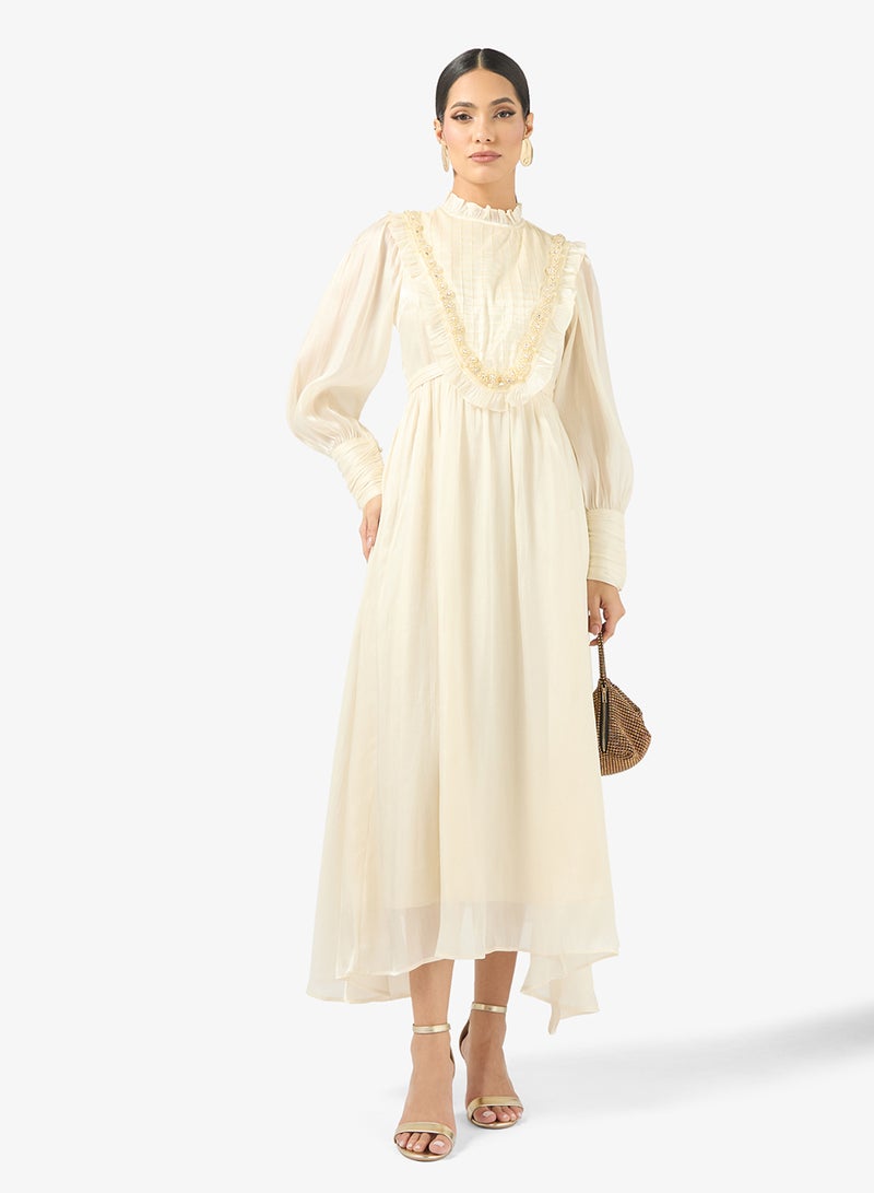 Khizana Dress With Embellished Yoke - Image 4