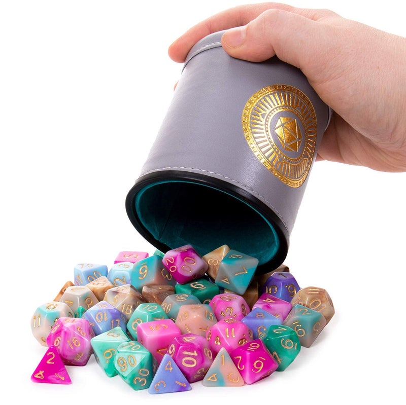 Wiz Dice Cup of Illusion - 35 Polyhedral DND Dice & Dice Shaker Cup & Box for Storage (5 Set of 7 Unique Colors) -Polyhedral Role Playing Dice in Unique Colors - DND Accessories for TTRPG Dice Games - Image 4