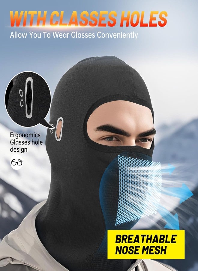 Kewig Balaclava Ski Mask with Glasses Holes for Men Women, Winter Face Mask Thermal Cover for Cold Weather for Motorcycle Snowboard Cycling Black - Image 4