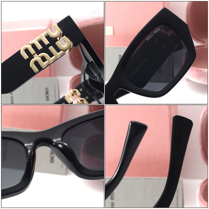 Miu Miu Miumiu Women Trendy Retro Sunglasses Cycling Sunglasses Square Frame Shades Gradient gray lenses - Image 3