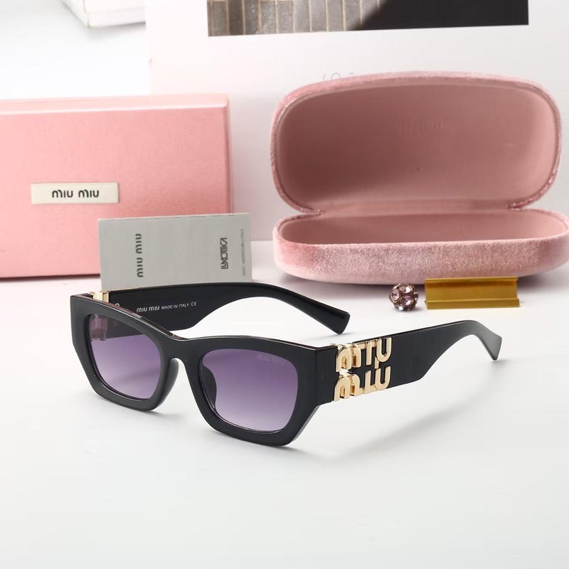 Miu Miu Miumiu Women Trendy Retro Sunglasses Cycling Sunglasses Square Frame Shades Gradient gray lenses - Image 1