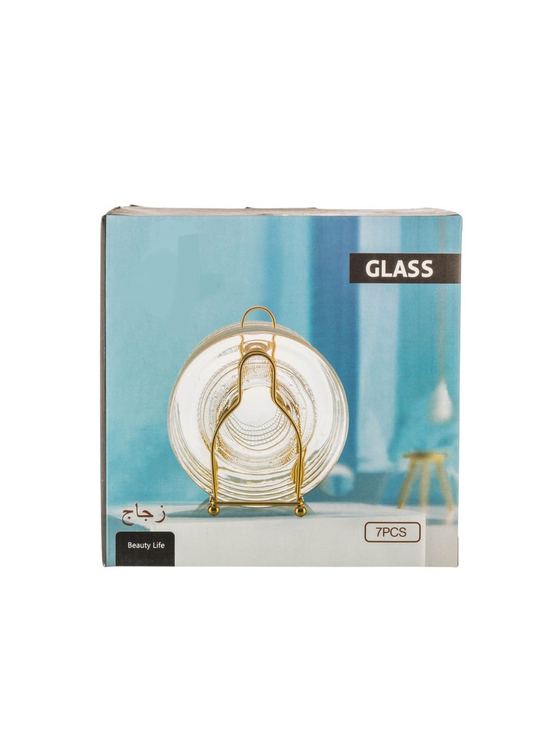دانيا طقم صحون حلا زجاج مع حامل معدن عدد 6 حبات مقاس الصحن 15 سم - Image 5