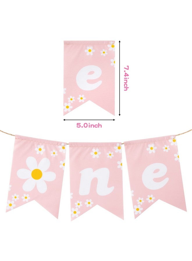 ANGOLIO Daisy Themed 1St Birthday Burlap Banner Decorationwall Hanging Daisy Themed Banner Decor With Pink Pattern Baby Shower Hanging Banner Sign Decor Theme Party Indoor Decorations - Image 3