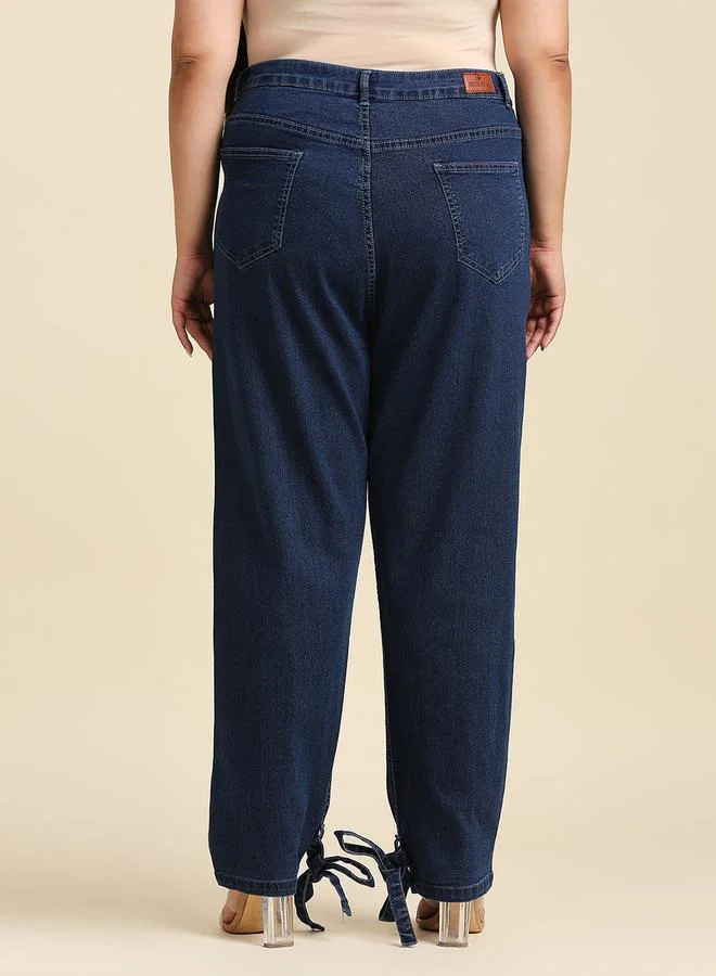 HIGH STAR HIGH STAR Plus High Rise Stretchable Jeans with Tie Detail