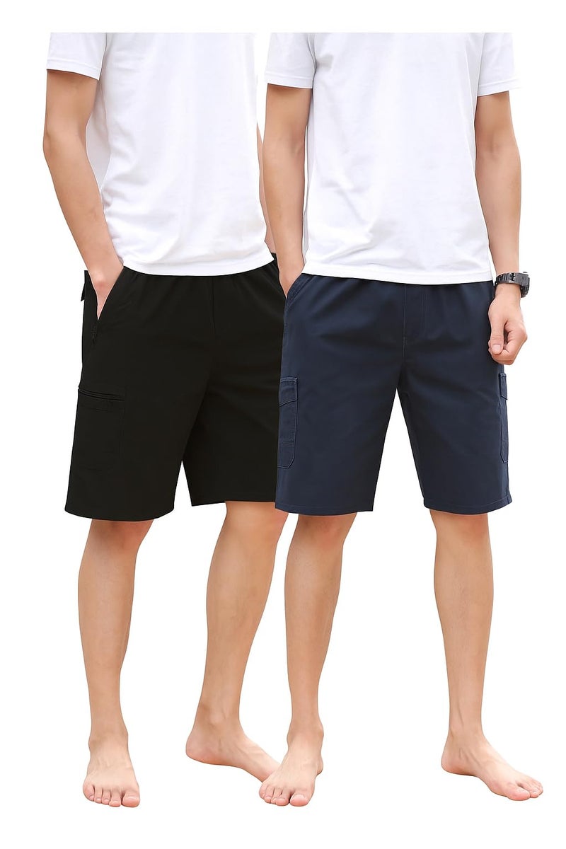 Lymio Men Shorts || Men Shorts Cotton || Men Shorts Casual || Available in Combo Pack of 2 (Short-17-20-Black-Blue-M) - Image 1