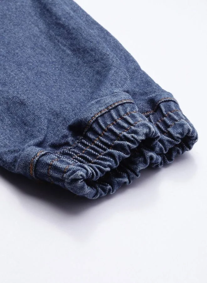 شركة المرآب الهندية Men Slim Fit Solid Mid-Rise Stretchable Denim Joggers