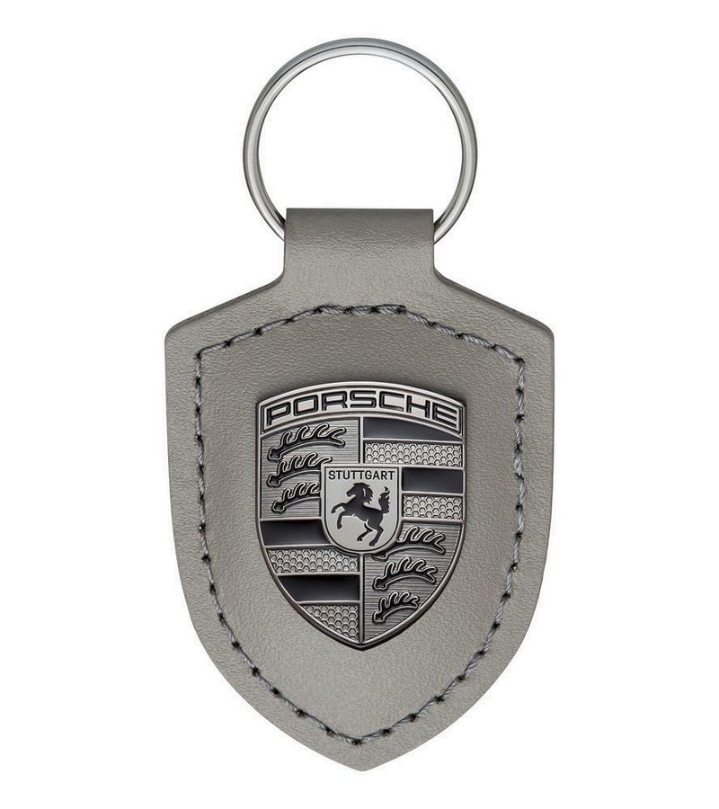 Porsche Porsche Leather Turbonite Gunmetal Key Ring, Grey 