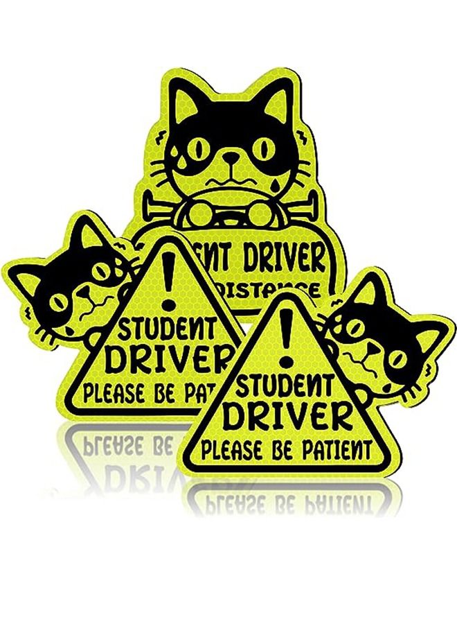 Generic Set of 3 Reflective Student Driver Magnets For Car New Drivers Stickers Please Be Patience Signs Keep Your Distance Sticker Decals Car Magnets Safety Signs Car Bumper Magnets Vehicle Signs  - Image 1