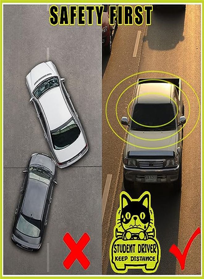 Generic Set of 3 Reflective Student Driver Magnets For Car New Drivers Stickers Please Be Patience Signs Keep Your Distance Sticker Decals Car Magnets Safety Signs Car Bumper Magnets Vehicle Signs  - Image 4