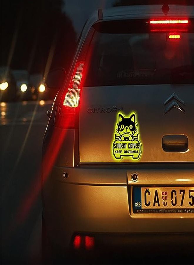Generic Set of 3 Reflective Student Driver Magnets For Car New Drivers Stickers Please Be Patience Signs Keep Your Distance Sticker Decals Car Magnets Safety Signs Car Bumper Magnets Vehicle Signs  - Image 3