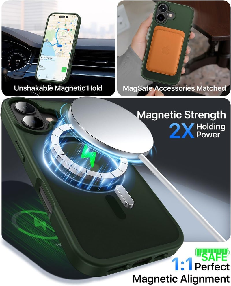 Elzzi Magnetic for iPhone 17 Case, [Full Camera Protection] [Compatible with Magsafe] [Translucent Matte] Shockproof Protective Phone Case for Men & Women - Forest - Image 4