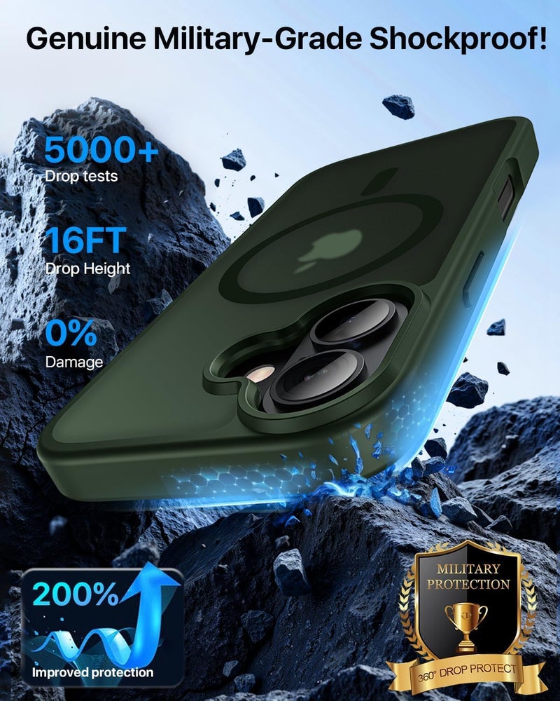 Elzzi Magnetic for iPhone 17 Case, [Full Camera Protection] [Compatible with Magsafe] [Translucent Matte] Shockproof Protective Phone Case for Men & Women - Forest - Image 5