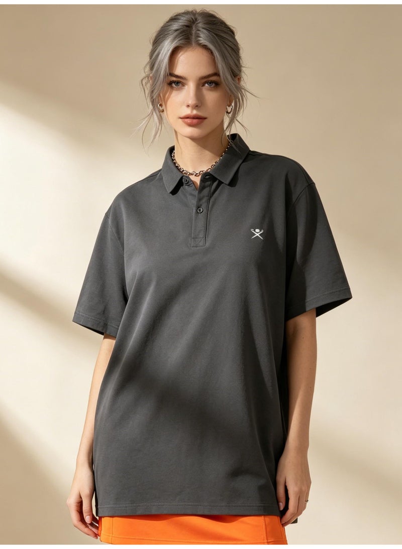 هاكيت لندن Hackett London Unisex solid color with printed LOGO shirt, loose lapel and short sleeve couple sports Polo shirt. - Image 5