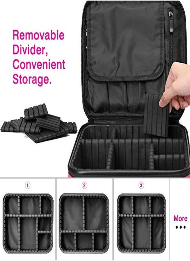 INOVERA (LABEL) - Nylon Professional Cosmetic Makeup Kit Storage Organizer Travel Toiletry Vanity Bag With Adjustable Compartment, 26L X 23B X 9H Cm (Pink) - Image 1