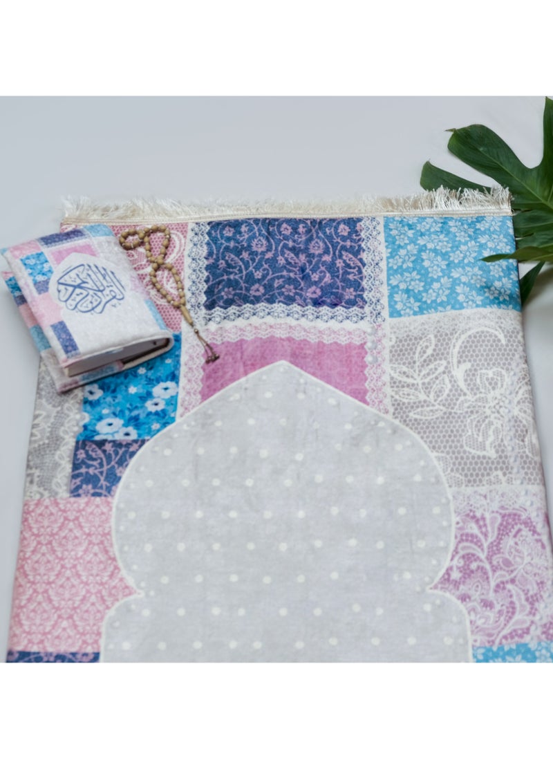 Handmade - Pearls of Love Padded Prayer Mat and Quran Cover Set - Image 1