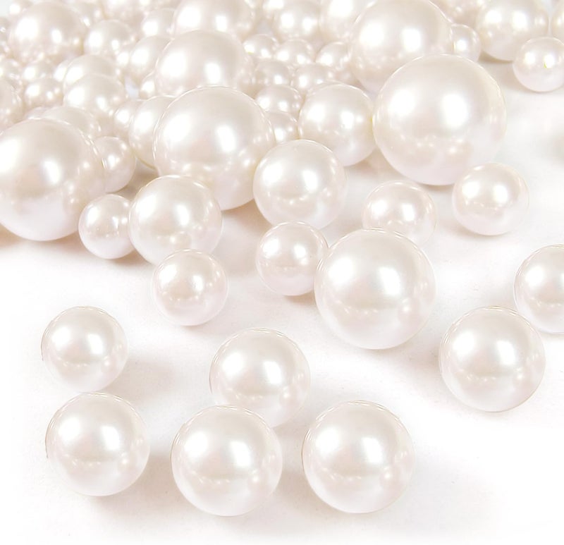 GLBYUNN 160 Pieces Pearl for Vase Filler and Transparent Water Gels No Hole Pearls Beads for Christmas Wedding Centerpiece Home Table Decor (Ivory) - Image 1