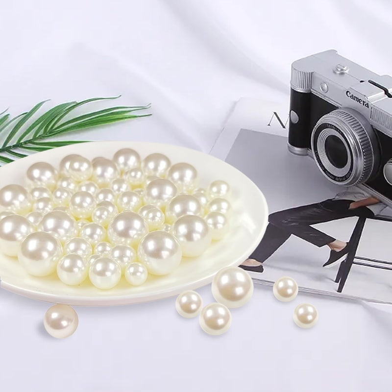 GLBYUNN 160 Pieces Pearl for Vase Filler and Transparent Water Gels No Hole Pearls Beads for Christmas Wedding Centerpiece Home Table Decor (Ivory) - Image 4