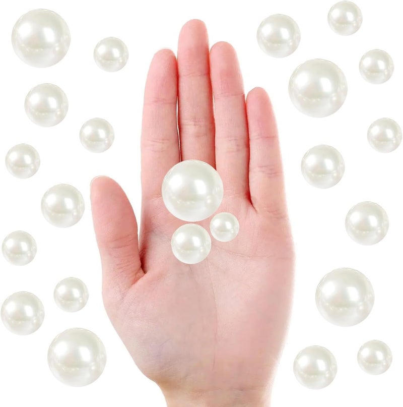 GLBYUNN 160 Pieces Pearl for Vase Filler and Transparent Water Gels No Hole Pearls Beads for Christmas Wedding Centerpiece Home Table Decor (Ivory) - Image 2