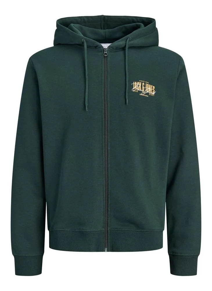 JACK & JONES Casual Logo Zip Plus Size Hoodie