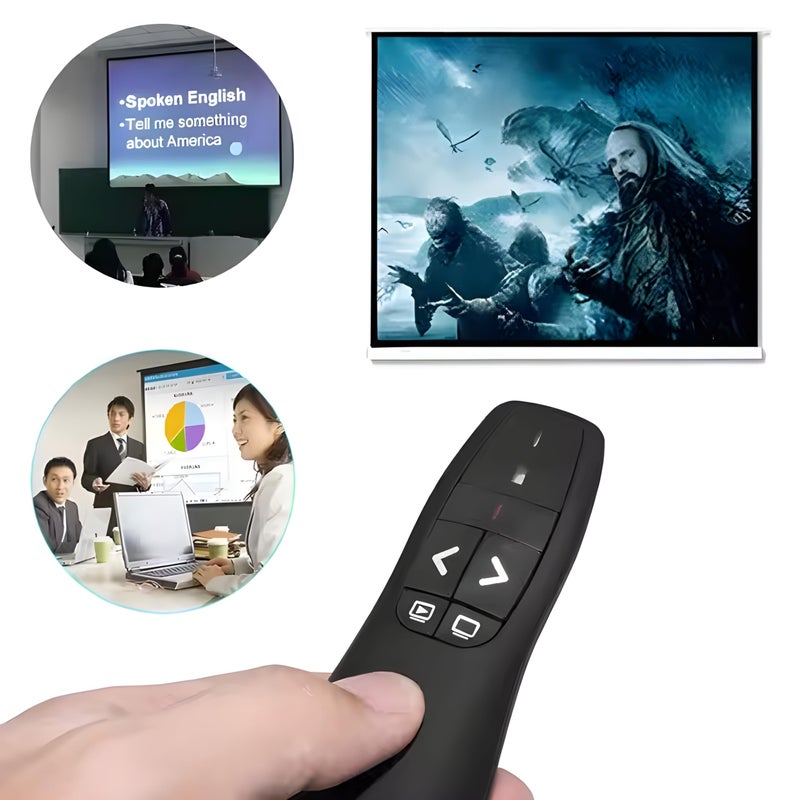 R400 Wireless Presentation Remote, Red Laser Pointer, 15 Meter Range, Black - Image 5