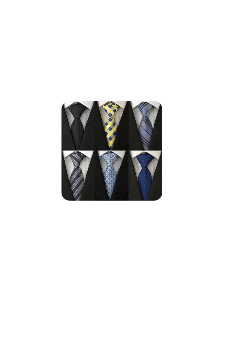 Adulove Men's Necktie Classic Silk Tie Woven Jacquard Neck Ties 6 PCS - Image 1