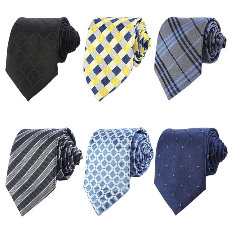 Adulove Men's Necktie Classic Silk Tie Woven Jacquard Neck Ties 6 PCS - Image 2