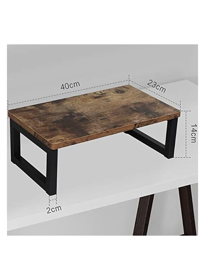 PROMASS Wood Vintage Monitor Stand Holder, PC Laptop Computer Screen Riser, Desktop Storage Organiser Shelf for Home or Office, 40 x 23 x 14cm, Dark Brown - Image 4