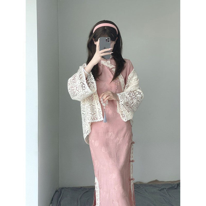 2024 Autumn Retro Cheongsam Republic Of China Style Miss Low Slit Female Young Style Small New Chinese Style Cheongsam Skirt - Image 5