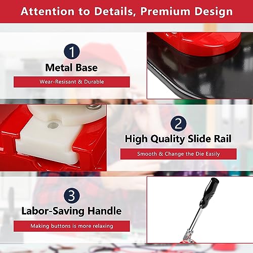 Happizza Button Maker Machine Multiple Sizes - Button Pin Maker 2.25 in+3 in, Interchangeable Button-models Badge Button Press Machine with 200 Sets Button Maker Supplies & Circle Cutter & Cutting Mat - Image 4