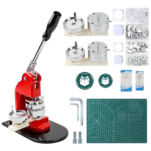 Happizza Button Maker Machine Multiple Sizes - Button Pin Maker 2.25 in+3 in, Interchangeable Button-models Badge Button Press Machine with 200 Sets Button Maker Supplies & Circle Cutter & Cutting Mat - Image 1
