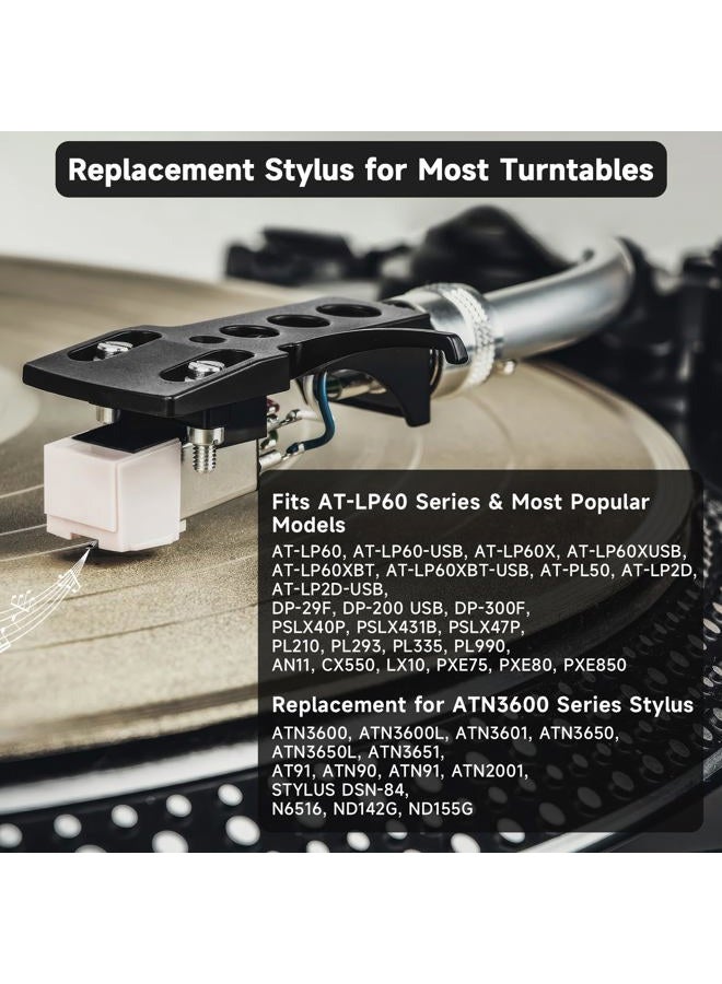 BALLMENT 2 Pack ATN3600L Record Player Needle Replacement with Stylus Cleaning Brush, Record Needles Compatible with audio technica Models AT-LP60X, AT-LP60XBT, and AT-LP60XBT-USB Vinyl Record Player - Image 3