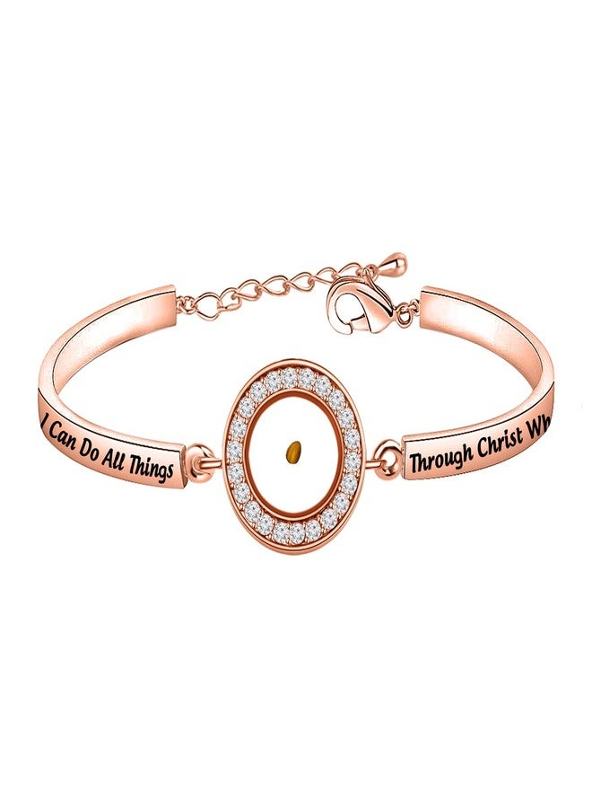 FEELMEM Mustard Seed Bracelet I Can Do All Things Through Christ Who Strengthens Me Bible Verse Bracelet Christian Faith Gift (gold) - Image 1