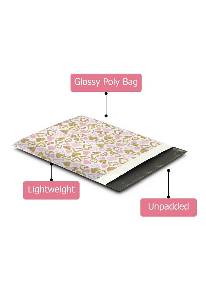 Pro Supply Global 12X15 (50) Pink And Gold Hearts Designer Poly Mailers Shipping Envelopes Premium Printed Bags For Valentines Day - Image 4