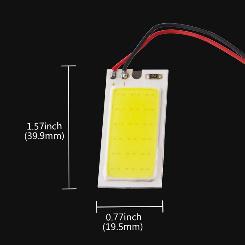 Grandview White COB 18SMD LED Panel Dome Light Auto Car Interior Reading Plate Light Roof Ceiling Interior Wired Lamp + T10 Adapter + BA9S Adapter + Festoon Adapter DC12V (40mmX20mm-10PCS) - Image 3
