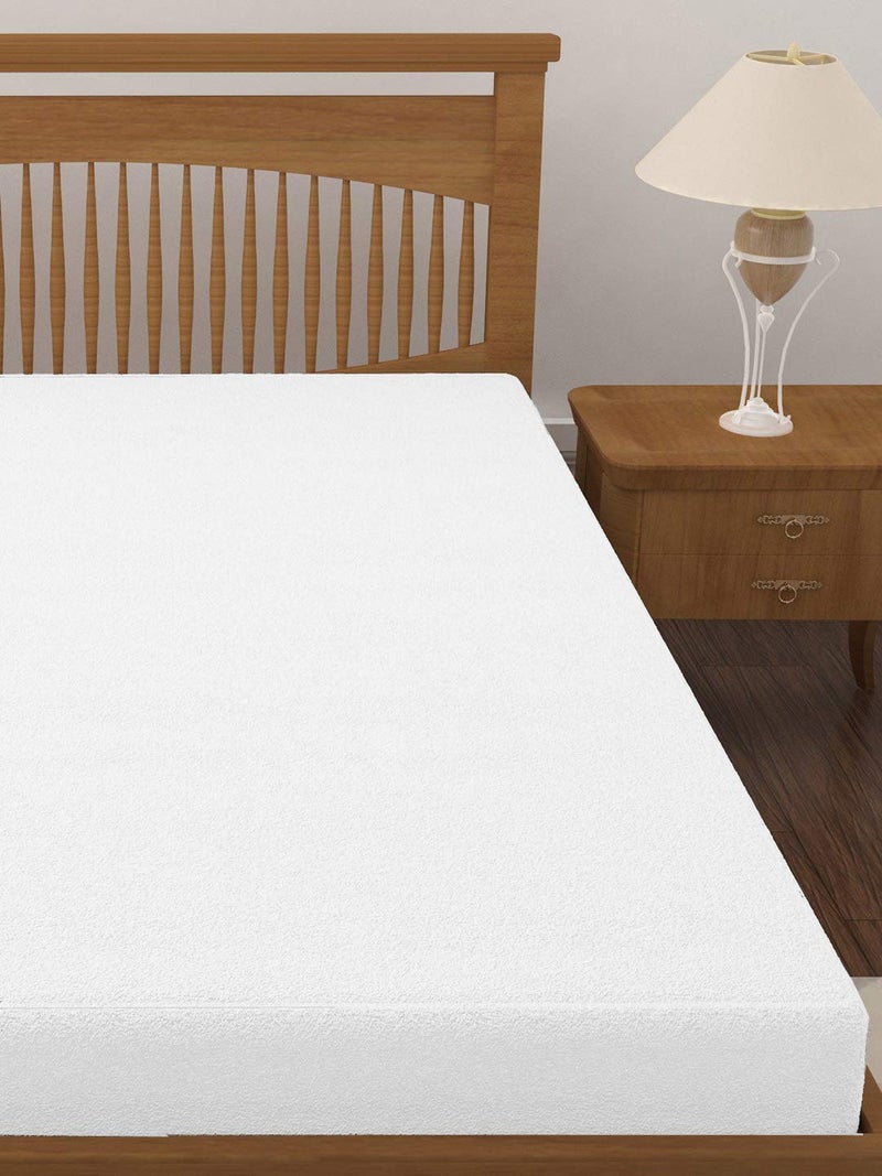 BIANCA Mattress Protector -1pc Medium (coolsheild) | Waterproof & Breathable Anti Bacterial | Size Mattress Protector with Fitted Pattern and Elastic Edges. Plain-White - Image 3