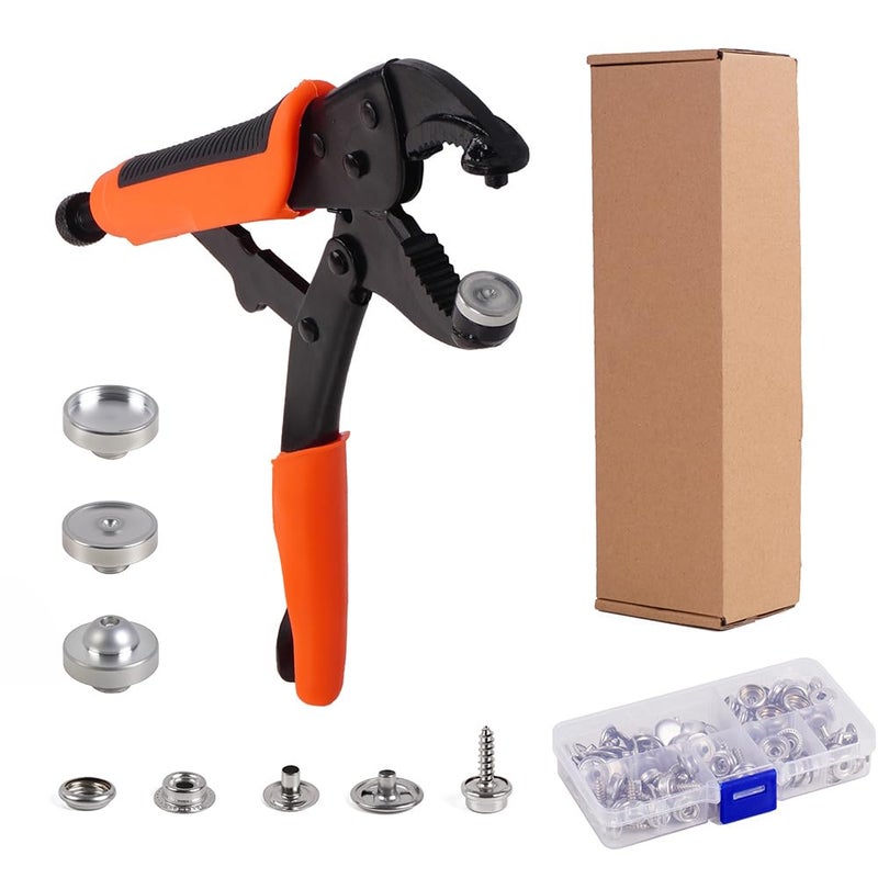 HEY FOLY Heavy Duty Snap Fastener Tool Set, Adjustable Snap Button Kit Includes 40 Sets 15mm Stainless Replacing Metal Snaps for Marine Repairing Boat Cover, Fabric, Canvas, Sewing, Tarps - Image 1