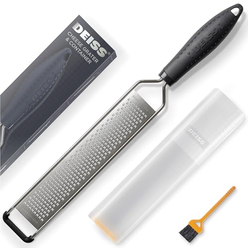 Deiss LUX Fine Grater & Lemon Zester, Parmesan Cheese Grater Handheld - Spices, Citrus Fruits, Hard Cheeses, Garlic, Chocolate, Nuts, Ginger, Vegetable Shredder - Image 1