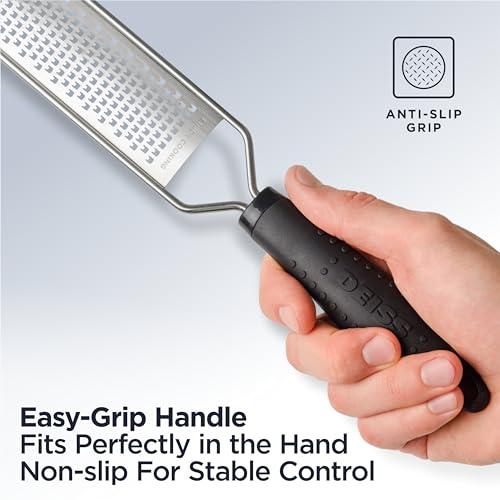 Deiss LUX Fine Grater & Lemon Zester, Parmesan Cheese Grater Handheld - Spices, Citrus Fruits, Hard Cheeses, Garlic, Chocolate, Nuts, Ginger, Vegetable Shredder - Image 5