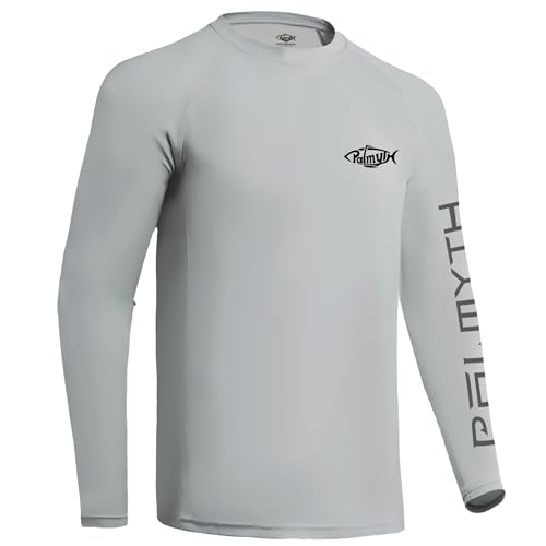 Palmyth Fishing Shirts for Men Long Sleeve UPF 50+ T Shirt Sun Protection Tee (Gray/Striped Bass, L - Image 2