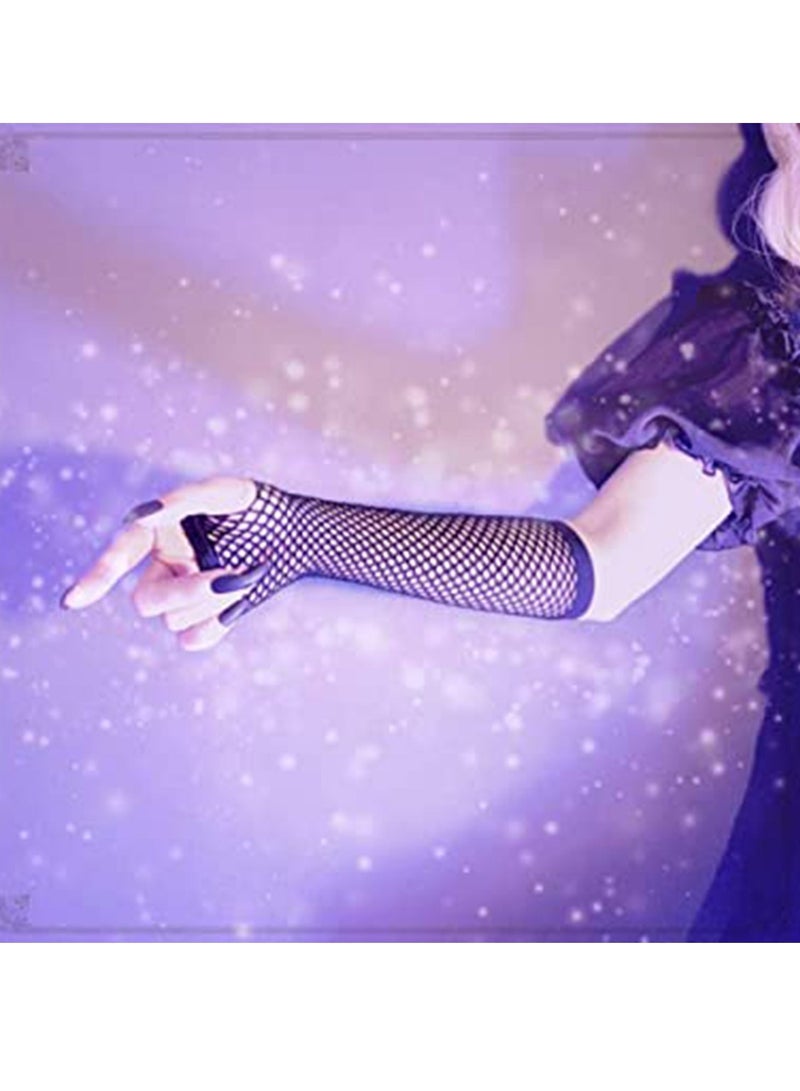 SYOSI 80s Fishnet Gloves for Women and Girls in Theme Party Costume Accessories Black Punk Goth Lady Disco Dance Fingerless Mesh Fancy Dress Accessory 1 Pair  - Image 3