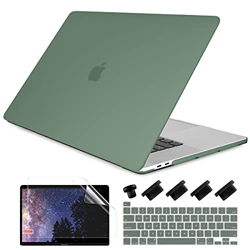 DONGKE Compatible with Older MacBook Pro 16 inch Case 2020 2019 A2141, Matte Plastic Hard Shell Case & Keyboard Cover for MacBook Pro 16 inch with Retina & Touch Bar Fits Touch ID, Midnight Green - Image 1