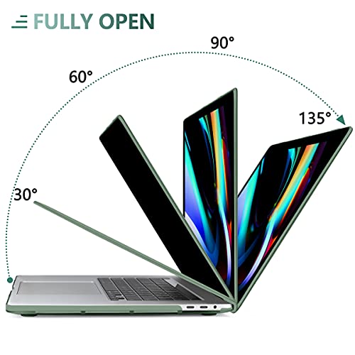 DONGKE Compatible with Older MacBook Pro 16 inch Case 2020 2019 A2141, Matte Plastic Hard Shell Case & Keyboard Cover for MacBook Pro 16 inch with Retina & Touch Bar Fits Touch ID, Midnight Green - Image 3