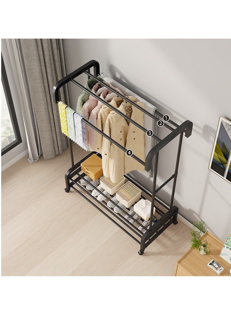 BAIG Large Clothes Rack Multilayer Household Movable Indoor Clothes Hanger Simple Floor Drying Rack Rolling Coat Hanger Drying Rack - Image 2