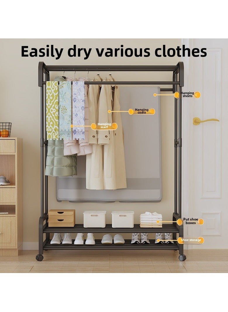BAIG Large Clothes Rack Multilayer Household Movable Indoor Clothes Hanger Simple Floor Drying Rack Rolling Coat Hanger Drying Rack - Image 3