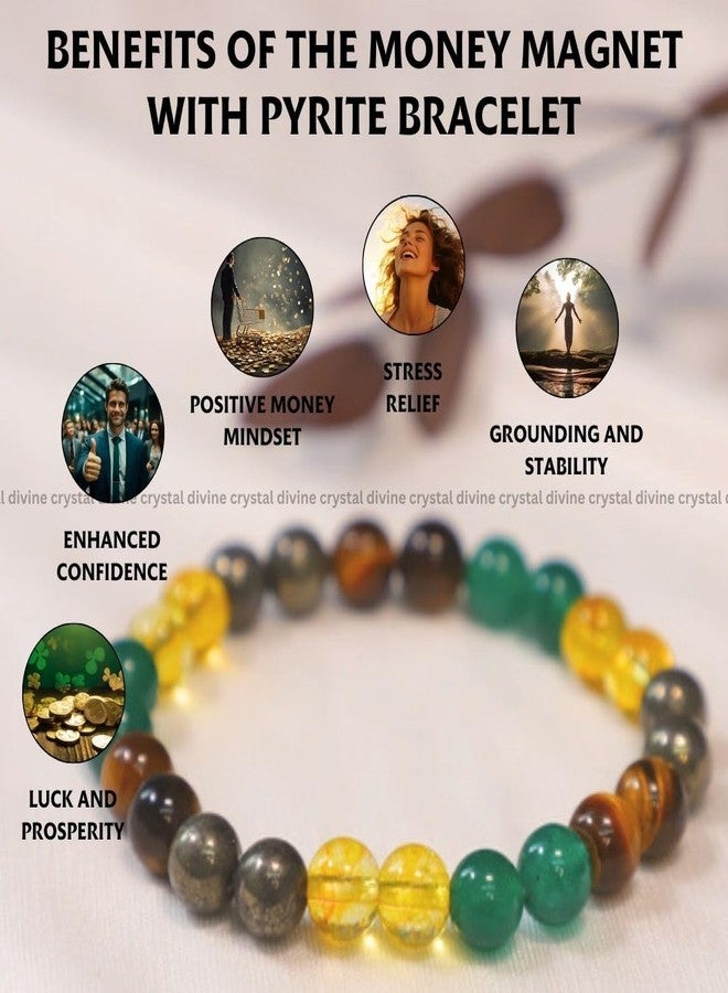 Crystal Divine Money Magnet & Pyrite Healing Crystal Bracelet For Woman 8mm Money Magnet For Girls Crystal Bracelet For Men Friendship Gifts Hand Couple Aesthetic Bracelets - Image 2