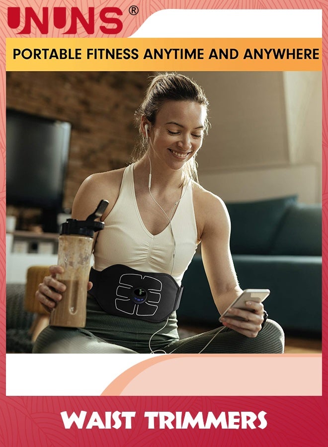 UNUNS Abs Stimulator,Ab Machine,Abdominal Toning Belt,Abs Stimulator Muscle Toner,Workout Strength Training Equipment For Abdomen Arm Leg,USB Rechargeable Gear,Home Office Fitness Gear For Men Woman,Black - Image 2