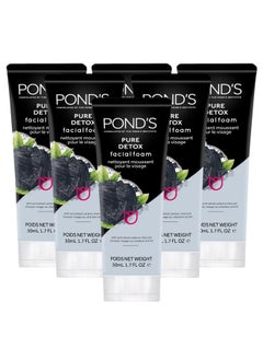Pure Detox Facial Foam Deep Cleansing With Activated Charcoal Facial Wash 6Pack Of 1.7 Oz Each