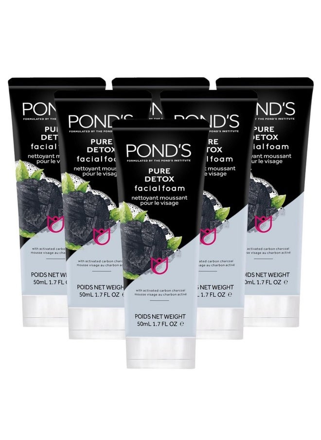 Pond's - Pure Detox Facial Foam Deep Cleansing With Activated Charcoal Facial Wash 6Pack Of 1.7 Oz Each - Image 1