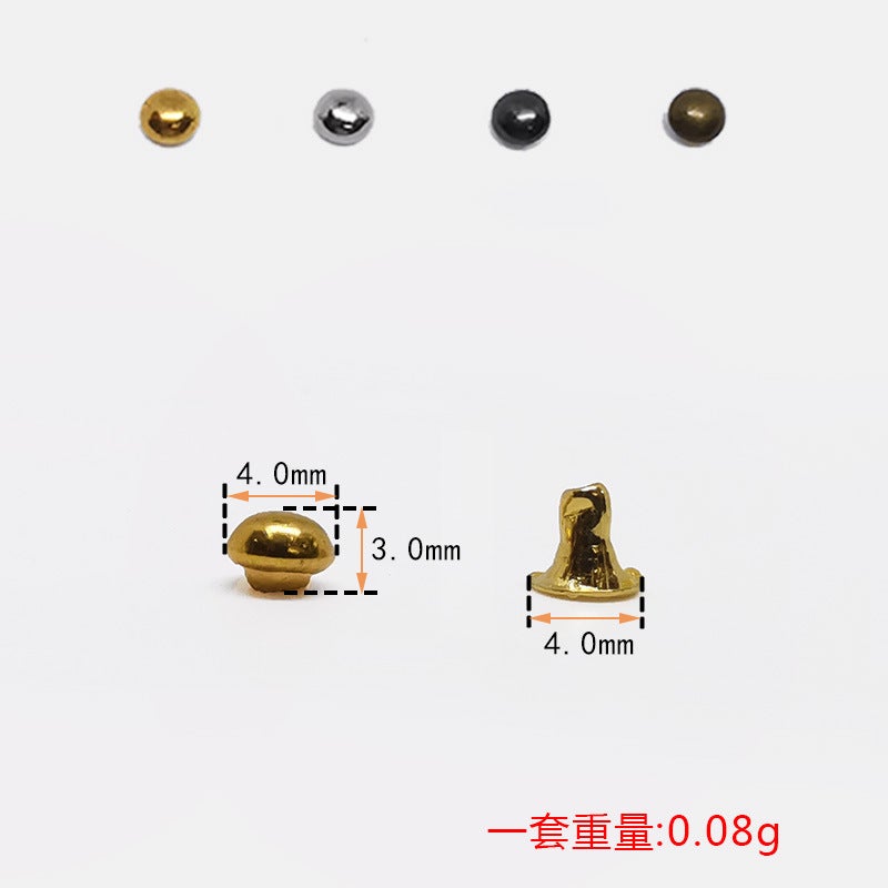 Round Head Rivets DIY Fashion Accessory Crafts 4mm mushroom nail + 4*5 trumpet feet 