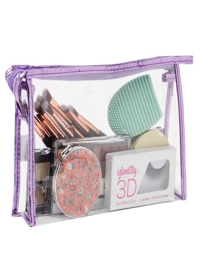 جلامليلي مجموعة من 10 حقائب تجميل شفافة من Glamlily مزودة بسحاب للمكياج وأدوات النظافة الشخصية بحجم السفر (5 ألوان، 9.6 × 2 × 5.5 بوصة) - Image 3